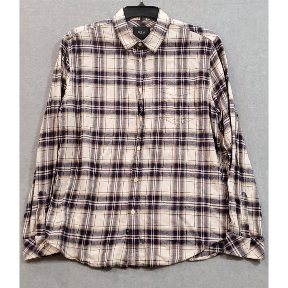 Lennox Rails Brushed Flannel Long Sleeve Button Up Shirt Large Plaid Sycamore